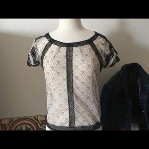 Free People Top Small Black and White